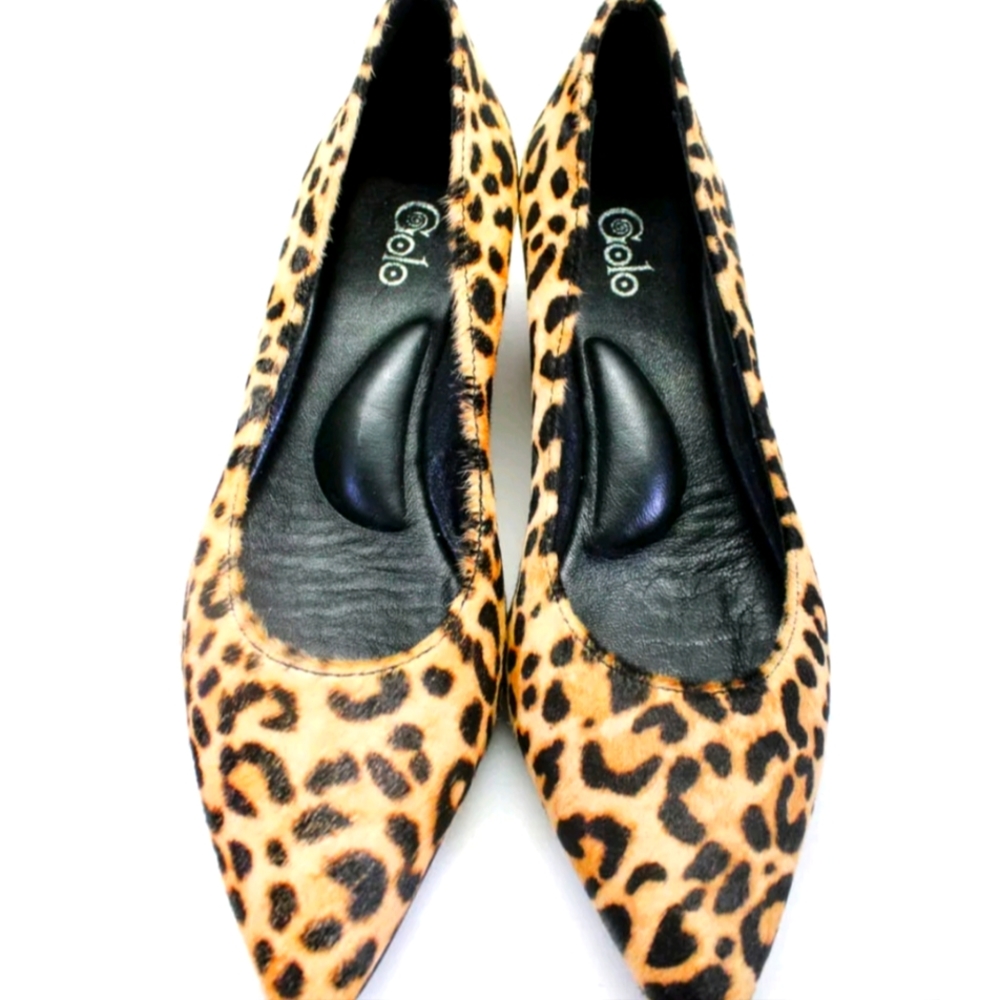 NWT Golo size 7.5 calf hair leopard shoes